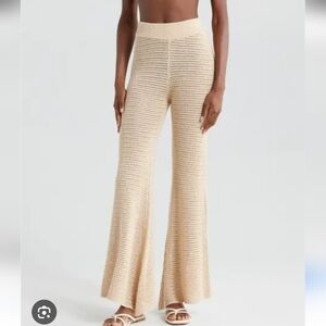 Nordstrom ELAN Cream Crochet Wide-Leg Pants